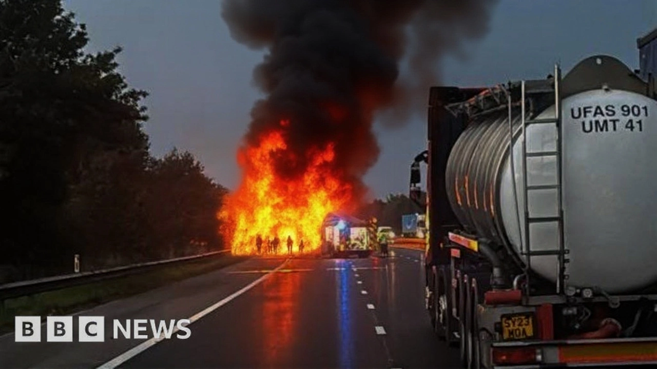 M5 shut after transporter fire engulfs nine electric cars in Devon